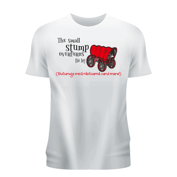 3b Tricou alb personalizat ,,Buturuga mica, rastoarnă carul mare''