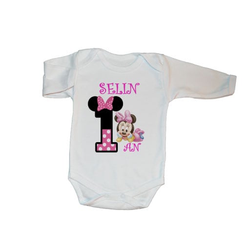 Body-personalizat-1-an-Minnie-Mouse Set tricouri personalizate familie Mickey si Minnie Mouse