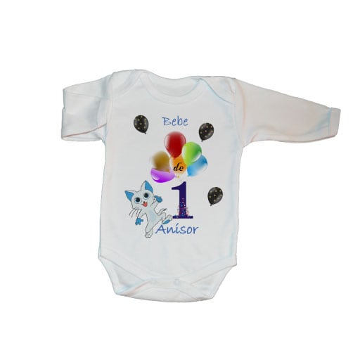 Body-personalizat-1-an-baiat Set tricouri personalizate familie 1st year baloane colorate