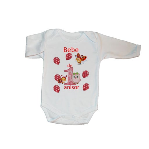 Body-personalizat-1-an-buburuza-si-puisor Set tricouri personalizate familie 1st year buburuza si puisor