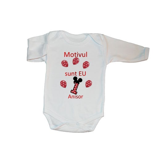 Body-personalizat-1-an-rosu-cu-negru Set tricouri personalizate familie 1st year rosu cu negru