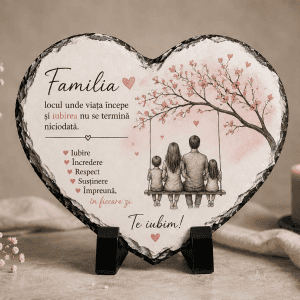 Familia - cadou personalizat cu mesaj pentru familie, iubire și încredere, ideal pentru decor și cad.
