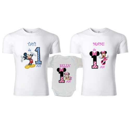 Set tricouri personalizate familie Mickey si Minnie Mouse