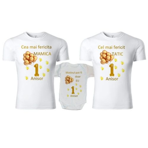 Set tricouri personalizate familie 1st year auriu