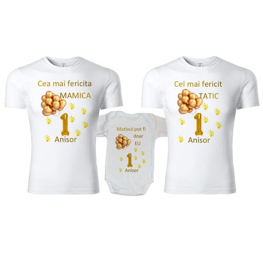 set-tricouri-personalizate-familie-1st-year-auriu Set tricouri personalizate familie 1st year auriu
