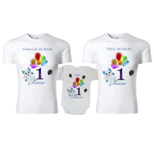 Set tricouri personalizate familie 1st year baloane colorate