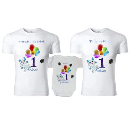 set-tricouri-personalizate-familie-1st-year-baiat Set tricouri personalizate familie 1st year baloane colorate
