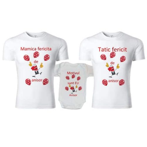 Set tricouri personalizate familie 1st year rosu