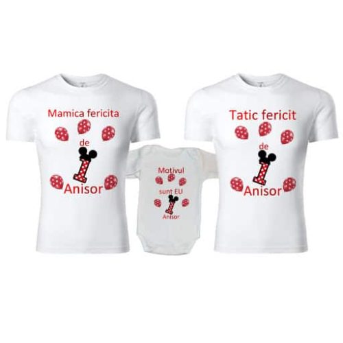 Set tricouri personalizate familie 1st year rosu cu negru