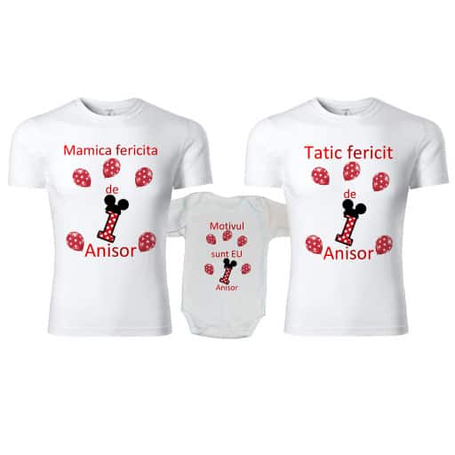 set-tricouri-personalizate-familie-1st-year-rosu-cu-negru Set tricouri personalizate familie 1st year rosu cu negru