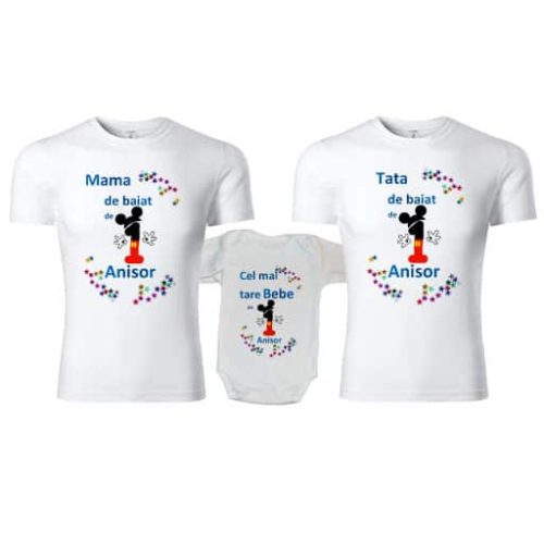 Set tricouri personalizate familie 1st year stelute colorate