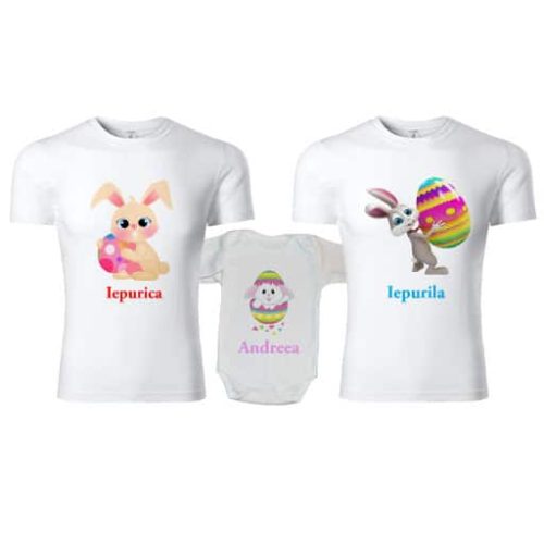 Set tricouri personalizate familie "Iepure Paste"