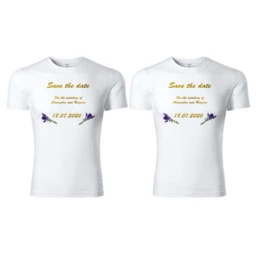 Set 2 tricouri personalizate Save the Date - auriu