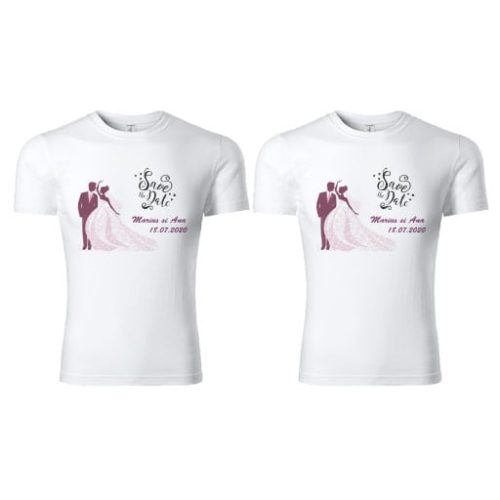 Set 2 tricouri personalizate Save the Date - mov