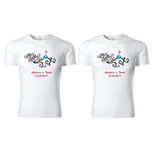 Set 2 tricouri personalizate Save the Date - rosu-albastru