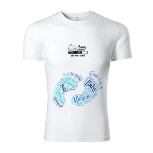 Tricou personalizat gravida - baby loading - negru cu talpi albastre