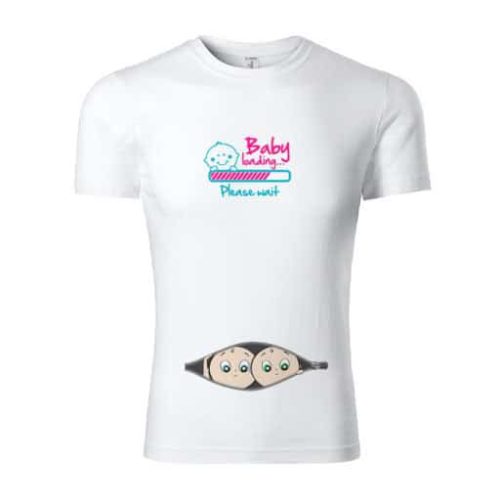 Tricou personalizat gravida baby-loading - rosu-albastru