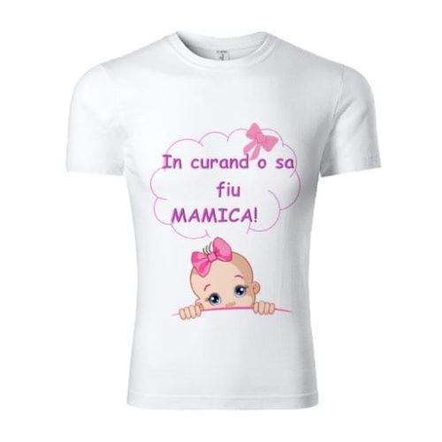 Tricou personalizat gravida fetita - roz