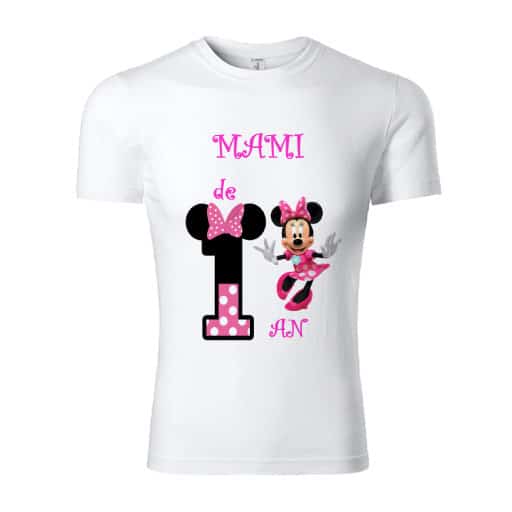 tricou-personalizat-mama-1-an-Minnie-Mouse Set tricouri personalizate familie Mickey si Minnie Mouse