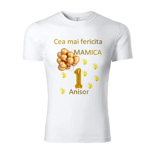 tricou-personalizat-mama-1-an-auriu Set tricouri personalizate familie 1st year auriu
