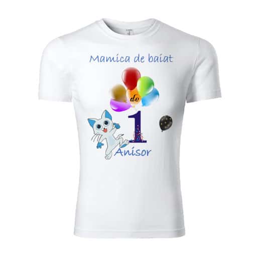 tricou-personalizat-mama-1-an-baiat Set tricouri personalizate familie 1st year baloane colorate