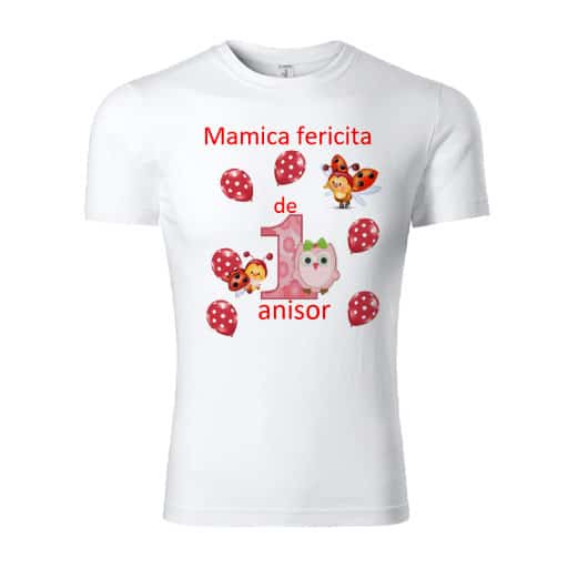 tricou-personalizat-mama-1-an-buburuza-si-puisor Set tricouri personalizate familie 1st year buburuza si puisor