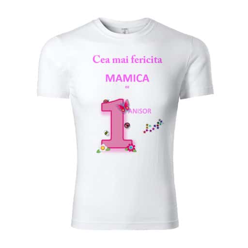 tricou-personalizat-mama-1-an-roz Set tricouri personalizate familie 1st year roz