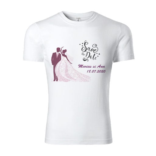 tricou-personalizat-save-the-date-mov Set 2 tricouri personalizate Save the Date - mov