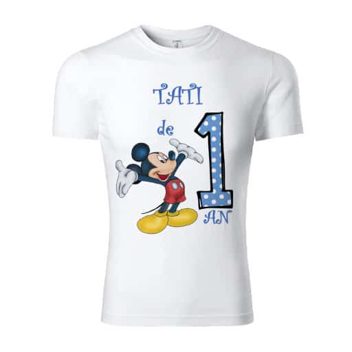 tricou-personalizat-tata-1-an-Minnie-Mouse Set tricouri personalizate familie Mickey si Minnie Mouse