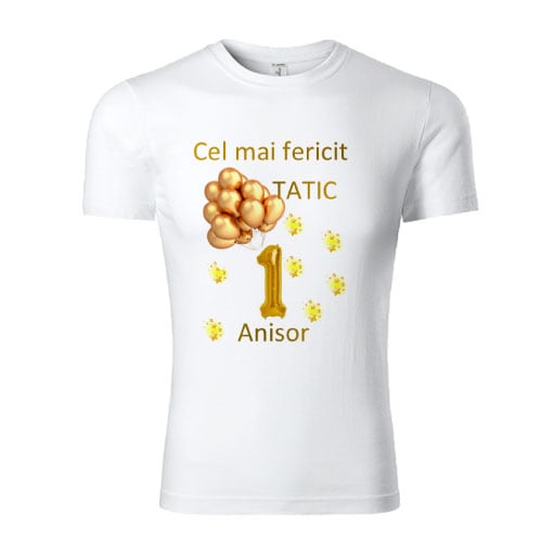 tricou-personalizat-tata-1-an-auriu Set tricouri personalizate familie 1st year auriu