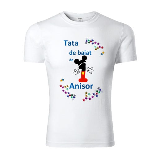 tricou-personalizat-tata-1-an-stelute-colorate Set tricouri personalizate familie 1st year stelute colorate
