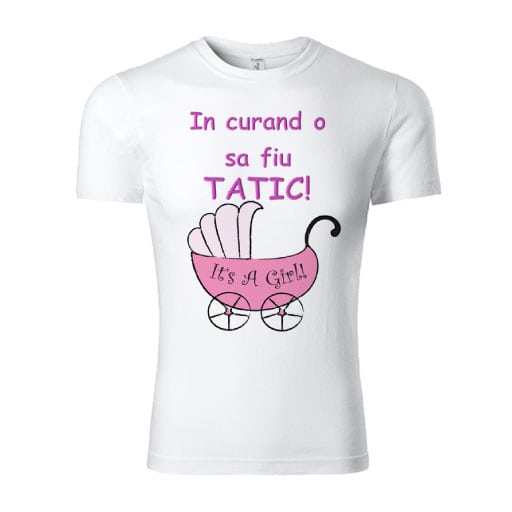 tricou-personalizat-tatic-fetita-carucior-roz Tricou personalizat tatic fetita - carucior roz