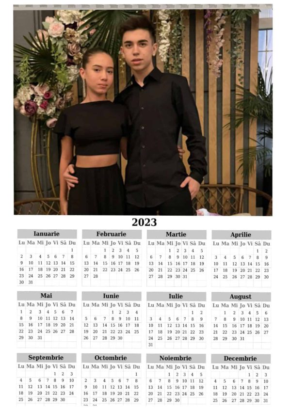 calendar 1 pagina 2023 Calendar personalizat o pagina