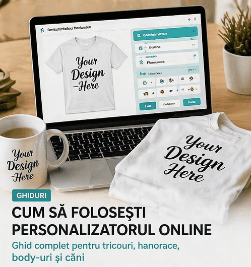Personalizare online tricouri, hanorace, body-uri și căni - ghid complet pentru design unic.