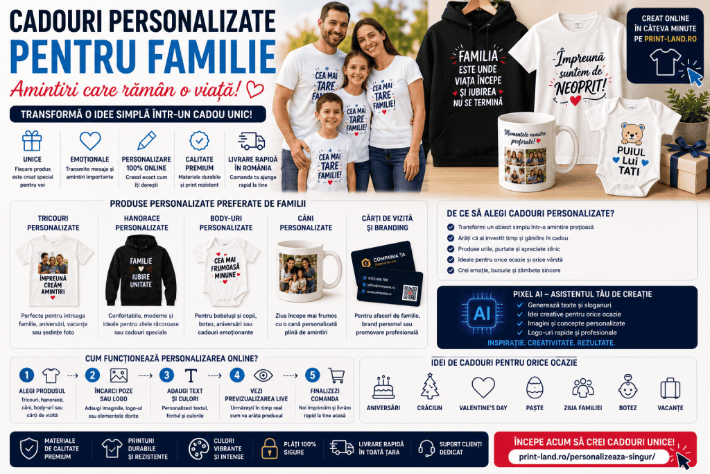 Cadouri personalizate pentru familie, idei unice și originale pentru toate ocaziile speciale.