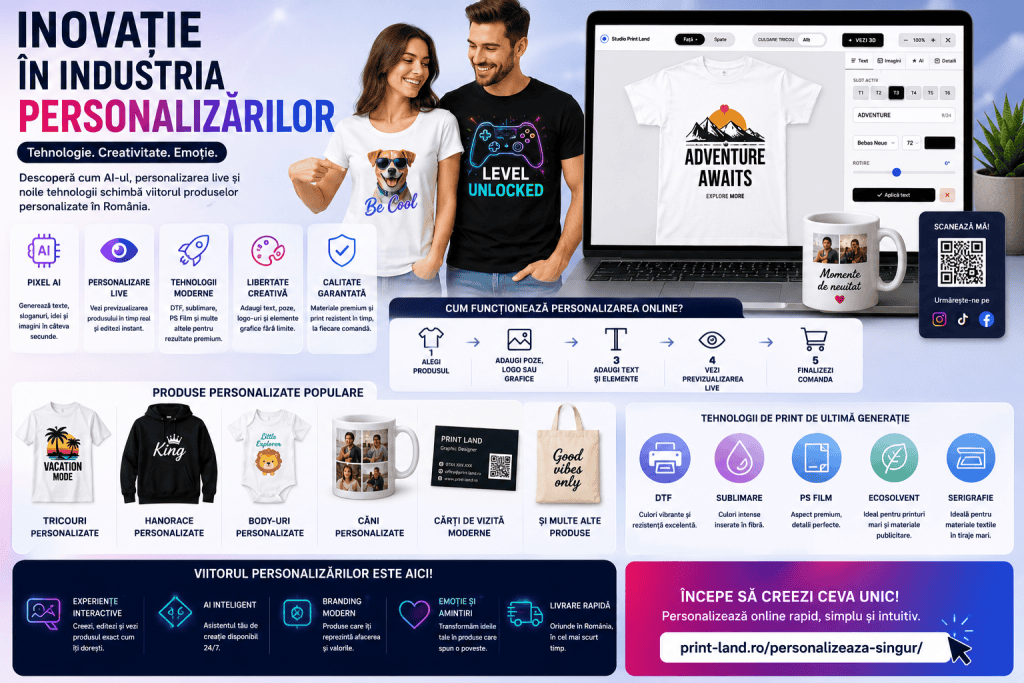 Platformă de personalizare produse online, tricouri, cani, postere și cadouri unice.