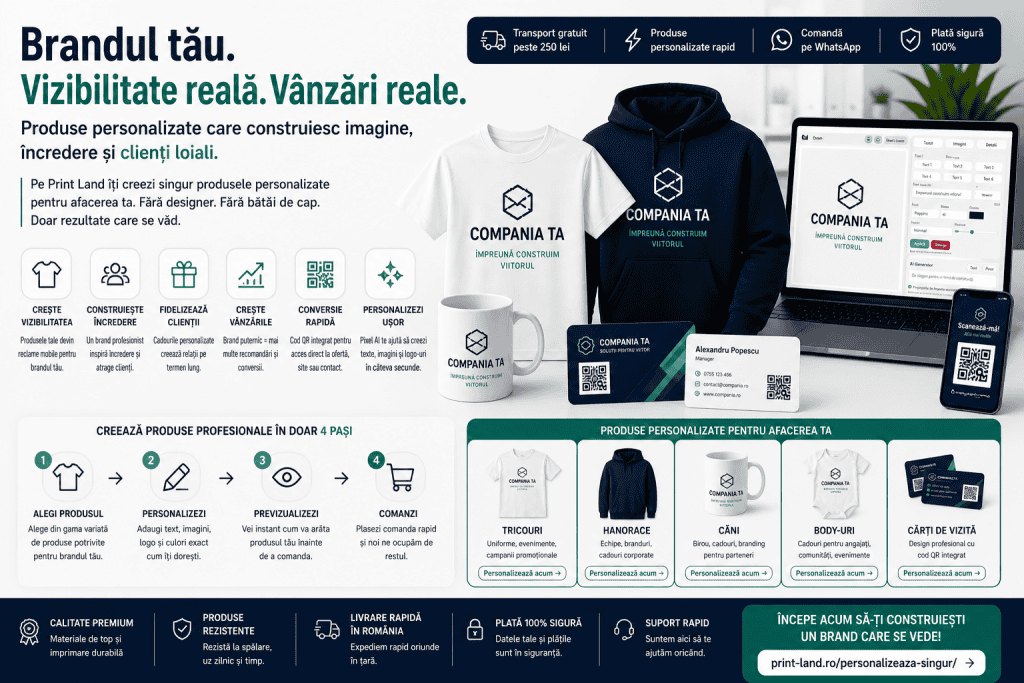 Produse personalizate pentru afaceri, haine, căni și alte obiecte promoționale de calitate superioar.