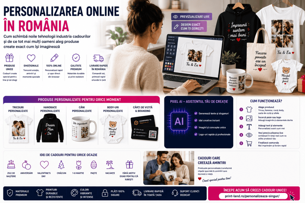 Personalizare online în România pentru cadouri unice și personalizate.