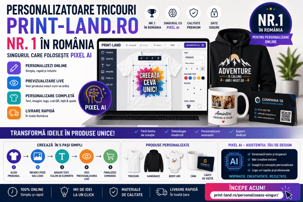 Personalizare tricouri online, calitate superioară, rapiditate și design unic pentru orice eveniment.