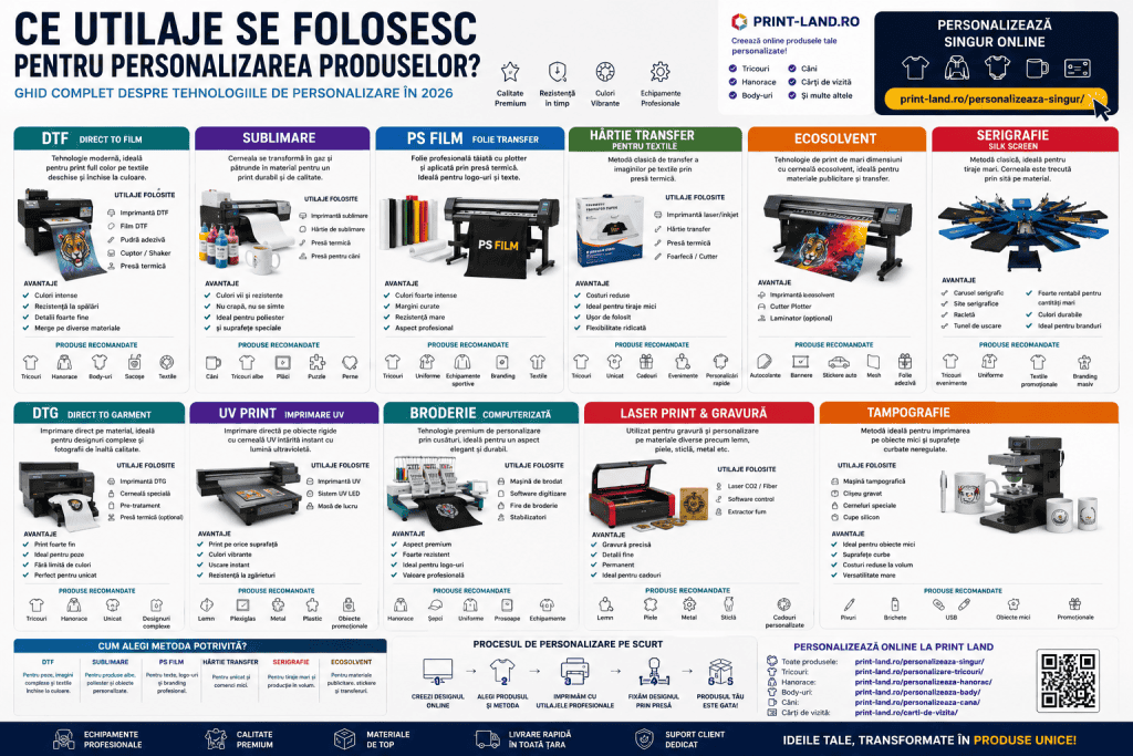 ALEGAT pentru personalizarea produselor și tehnologiile de imprimare disponibile la print-land.ro.