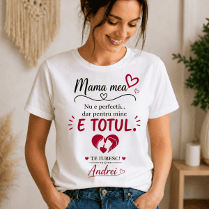 T-shirt personalizat cu mesaj pentru mama, cadou special, imprimeu text, design modern, print-land.r.