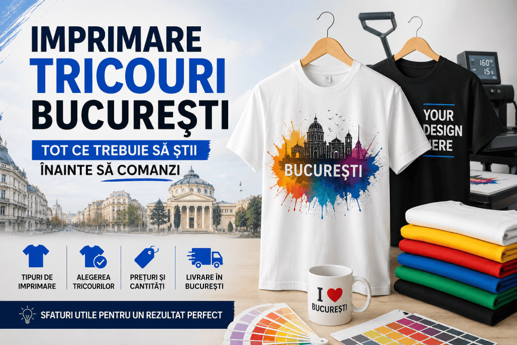 T-shirt personalizat cu design București, imprimare tricouri București, cadouri și suveniruri uni.